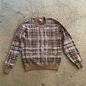 NWOT Burberry Scribble Check Merino Wool Jumper Sweater Small